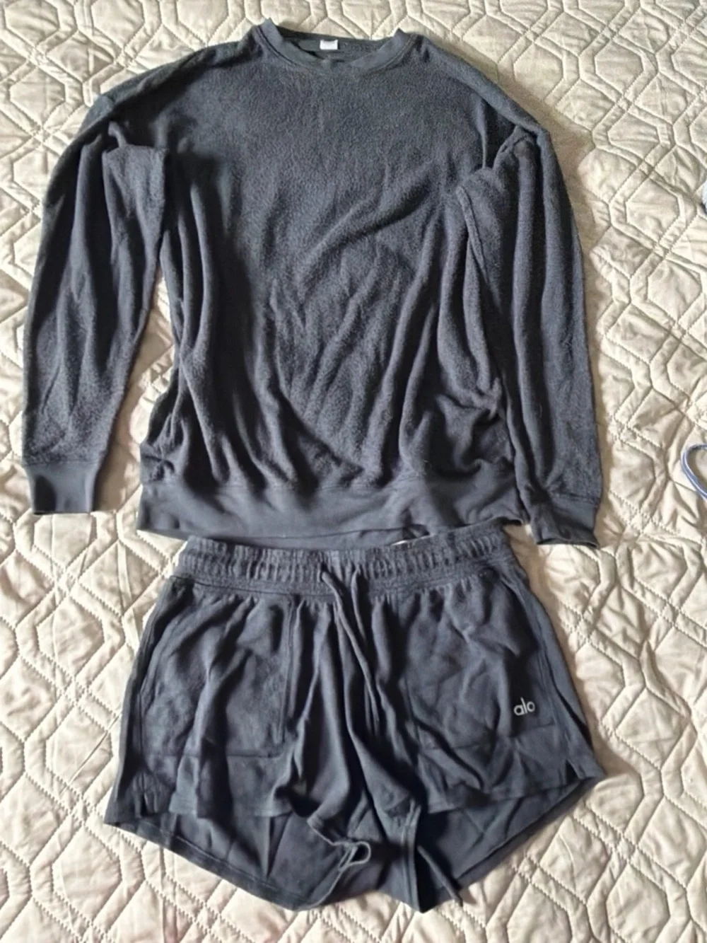 ALO Yoga Charcoal Terry Short with Logo